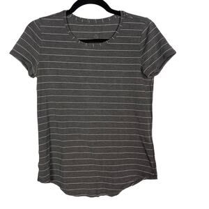 Lululemon Womens 2 Dark Heather Gray Striped Love Crew Neck Short Sleeve TShirt